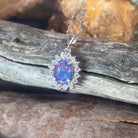 Sterling Silver Cluster design pendant with 10x8mm Opal triplet - Masterpiece Jewellery Opal & Gems Sydney Australia | Online Shop