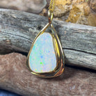 18kt Yellow Gold White Opal 10.24ct bezel set freeform pendant - Masterpiece Jewellery Opal & Gems Sydney Australia | Online Shop