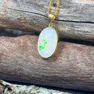 18kt Yellow Gold classic Oval White Opal 6.98ct bezel set pendant - Masterpiece Jewellery Opal & Gems Sydney Australia | Online Shop