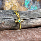 Small Silver Gold plated cross pendant with round 3mm Opal - Masterpiece Jewellery Opal & Gems Sydney Australia | Online Shop