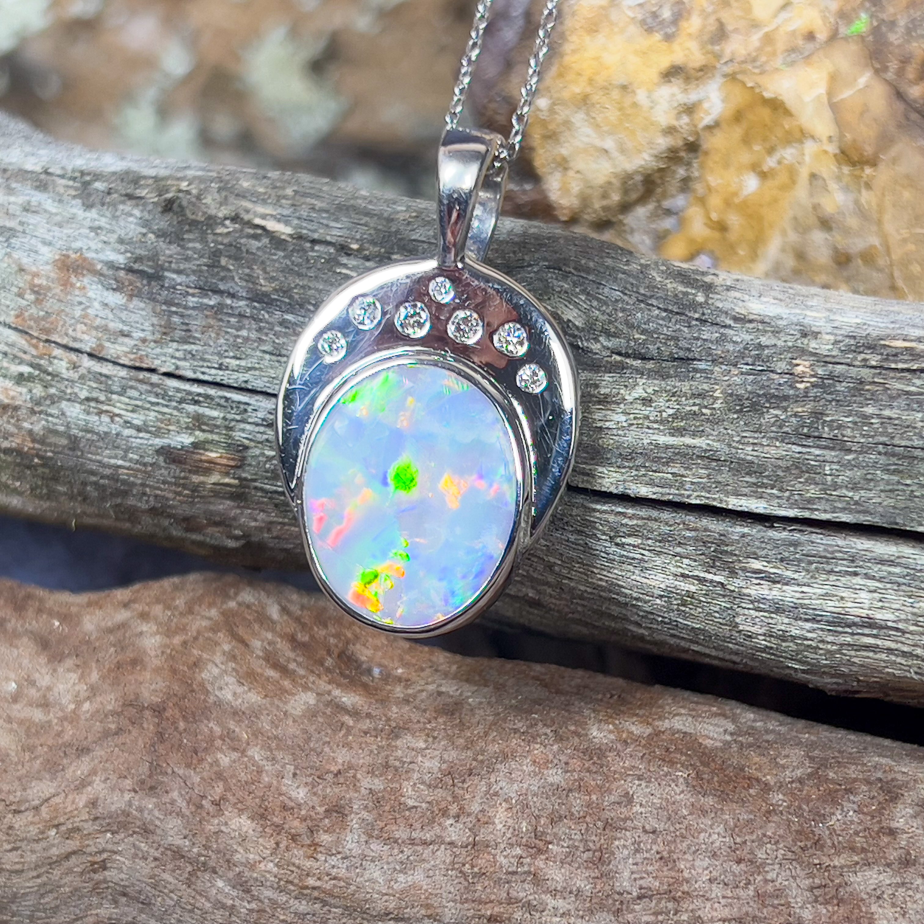 18kt Black Opal Oval 5.8ct and 7 Diamonds pendant enhancer - Masterpiece Jewellery Opal & Gems Sydney Australia | Online Shop