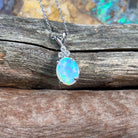 14kt White Gold 1.77ct Light Opal and Diamond pendant - Masterpiece Jewellery Opal & Gems Sydney Australia | Online Shop