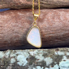 18kt Yellow Gold triangle shape White opal 3.01ct pendant - Masterpiece Jewellery Opal & Gems Sydney Australia | Online Shop