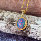 18kt Yellow Gold Opal triplet 10x8mm Rope finish pendant - Masterpiece Jewellery Opal & Gems Sydney Australia | Online Shop