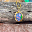 18kt Yellow Gold Opal triplet 10x8mm Rope finish pendant - Masterpiece Jewellery Opal & Gems Sydney Australia | Online Shop