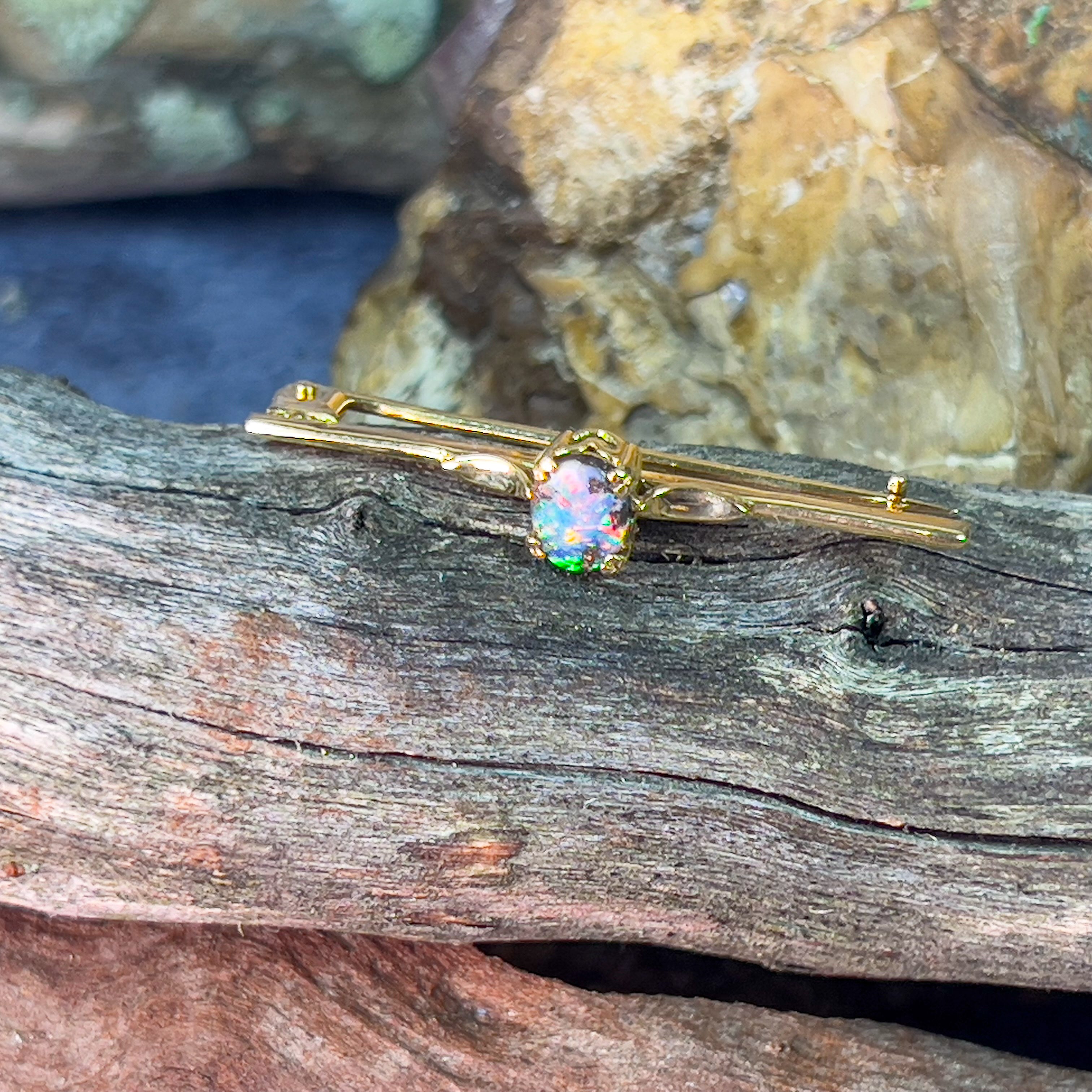 18kt Yellow Gold Boulder Opal 0.65ct brooch - Masterpiece Jewellery Opal & Gems Sydney Australia | Online Shop