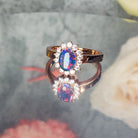 Rose Gold Plated Opal triplet 8x6mm cluster ring - Masterpiece Jewellery Opal & Gems Sydney Australia | Online Shop