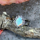 Sterling Silver White Opal cluster ring 8x6mm - Masterpiece Jewellery Opal & Gems Sydney Australia | Online Shop