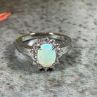 Sterling Silver White Opal cluster ring 8x6mm - Masterpiece Jewellery Opal & Gems Sydney Australia | Online Shop