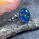 Sterling Silver 12x10mm Opal triplet ring open shoulder shank - Masterpiece Jewellery Opal & Gems Sydney Australia | Online Shop