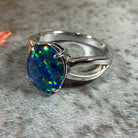 Sterling Silver 12x10mm Opal triplet ring open shoulder shank - Masterpiece Jewellery Opal & Gems Sydney Australia | Online Shop