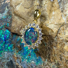 Gold plated Silver cluster 9x7mm Opal triplet pendant - Masterpiece Jewellery Opal & Gems Sydney Australia | Online Shop