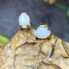 Pair of Gold plated silver 7x5mm White Opal studs - Masterpiece Jewellery Opal & Gems Sydney Australia | Online Shop