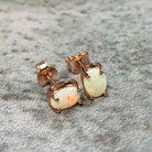 Rose Gold plated silver 7x5mm White Opal studs - Masterpiece Jewellery Opal & Gems Sydney Australia | Online Shop