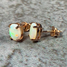 Pair of Rose Gold plated silver 8x6mm White Opal studs - Masterpiece Jewellery Opal & Gems Sydney Australia | Online Shop