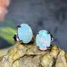 Sterling Silver 8x6mm White Opal studs - Masterpiece Jewellery Opal & Gems Sydney Australia | Online Shop