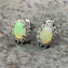 Sterling Silver 7x5mm White Opal cluster earrings - Masterpiece Jewellery Opal & Gems Sydney Australia | Online Shop