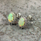 Sterling Silver 7x5mm White Opal cluster earrings - Masterpiece Jewellery Opal & Gems Sydney Australia | Online Shop