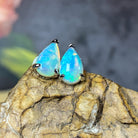 Sterling Silver 8x5mm Pearshape White Opal studs - Masterpiece Jewellery Opal & Gems Sydney Australia | Online Shop