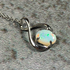 Sterling Silver White Opal pendant necklace loop design with opal 8x6mm - Masterpiece Jewellery Opal & Gems Sydney Australia | Online Shop