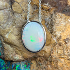 Sterling Silver White Opal slider pendant 15.6x11.8mm - Masterpiece Jewellery Opal & Gems Sydney Australia | Online Shop