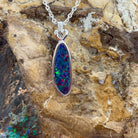 Sterling Silver Opal doublet 23x6mm pendant - Masterpiece Jewellery Opal & Gems Sydney Australia | Online Shop