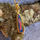 Gold Plated silver Opal doublet 28x6mm pendant - Masterpiece Jewellery Opal & Gems Sydney Australia | Online Shop