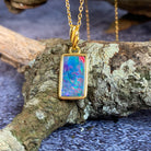 Gold plated Silver Opal rectangular 21x8mm pendant - Masterpiece Jewellery Opal & Gems Sydney Australia | Online Shop