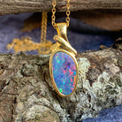 Gold Plated Silver Opal doublet 23x9mm pendant - Masterpiece Jewellery Opal & Gems Sydney Australia | Online Shop