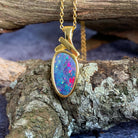 Gold Plated Silver Opal doublet 23x9mm pendant - Masterpiece Jewellery Opal & Gems Sydney Australia | Online Shop