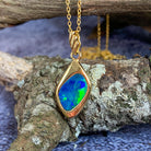 Gold Plated silver Opal doublet 10x7mm pendant - Masterpiece Jewellery Opal & Gems Sydney Australia | Online Shop