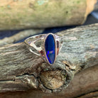 Sterling Silver patterned Blue Opal doublet ring - Masterpiece Jewellery Opal & Gems Sydney Australia | Online Shop