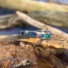 Sterling Silver Opal inlay wave band - Masterpiece Jewellery Opal & Gems Sydney Australia | Online Shop