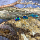 Gold plated silver Opal doublet studs freeform - Masterpiece Jewellery Opal & Gems Sydney Australia | Online Shop