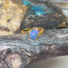 Gold plated Sterling Silver Opal doublet solitaire split shank ring - Masterpiece Jewellery Opal & Gems Sydney Australia | Online Shop