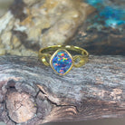 Gold plated sterling silver Opal doublet diamond shape ring - Masterpiece Jewellery Opal & Gems Sydney Australia | Online Shop