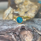 Gold plated Sterling Silver ring with one round 7mm ring - Masterpiece Jewellery Opal & Gems Sydney Australia | Online Shop