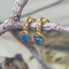 Gold plated silver dangling oval triplet opal earrings - Masterpiece Jewellery Opal & Gems Sydney Australia | Online Shop