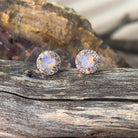 Rose Gold plated Sterling Silver 5mm Light Opal halo stud earrings - Masterpiece Jewellery Opal & Gems Sydney Australia | Online Shop