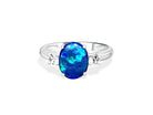 Sterling Silver Opal triplet 10x8mm and cubic zirconia trilogy ring - Masterpiece Jewellery Opal & Gems Sydney Australia | Online Shop