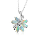 Sterling Silver Opal Fireworks floral pendant - Masterpiece Jewellery Opal & Gems Sydney Australia | Online Shop