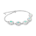 Sterling Silver White Opal 7x5mm and crystal cluster bracelet - Masterpiece Jewellery Opal & Gems Sydney Australia | Online Shop