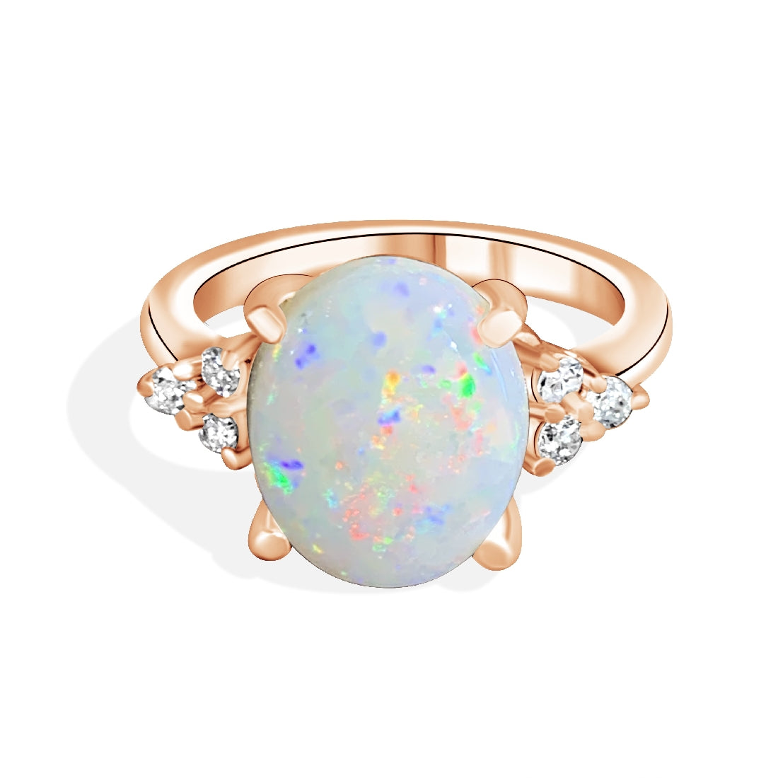 9kt Rose Gold 2.8ct White Opal and Diamond ring - Masterpiece Jewellery Opal & Gems Sydney Australia | Online Shop