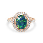 Rose Gold Plated silver 10x8mm Opal triplet halo ring - Masterpiece Jewellery Opal & Gems Sydney Australia | Online Shop