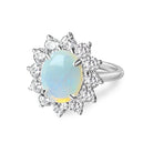 Sterling Silver 10x8mm White Opal cluster ring - Masterpiece Jewellery Opal & Gems Sydney Australia | Online Shop