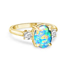 Gold plated Silver 9x7mm Opal triplet 3 stone ring - Masterpiece Jewellery Opal & Gems Sydney Australia | Online Shop