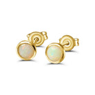 Gold Plated Silver 5mm bezel set White Opal round studs - Masterpiece Jewellery Opal & Gems Sydney Australia | Online Shop