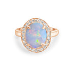 14kt Rose Gold Halo ring set with one 1.88ct White Opal and Diamonds - Masterpiece Jewellery Opal & Gems Sydney Australia | Online Shop