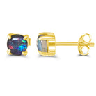 Gold plated Silver 4mm Opal triplet studs - Masterpiece Jewellery Opal & Gems Sydney Australia | Online Shop