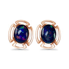 Rose Gold plated silver 9x7mm Opal triplet cut out design studs - Masterpiece Jewellery Opal & Gems Sydney Australia | Online Shop